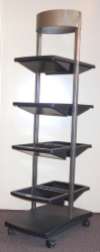 Product Display; ABS & Metal Vacuum Formed Trays; Riveted Metal Frame; Welded Wire Tray Holders; 4 Wheels Installed