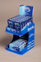 Breath RX Counter Display; Styrene; Vacuumformed; Silkscreened; CNC Routed; Fabricated; Solvent Bonded; Chipboard Header