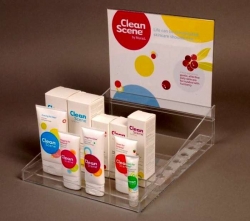 Clean Scene Display; Clear Acrylic; CNC Routed Sides; Heat Bent Header for Insert; Assembled; Bonded