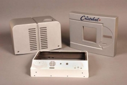 Cristobal Enclosures; White ABS; Vacuum Formed; Wet Painted; Silkscreened; Textured; CNC Routed: ABS Stand-Offs; Assembled & Bonded